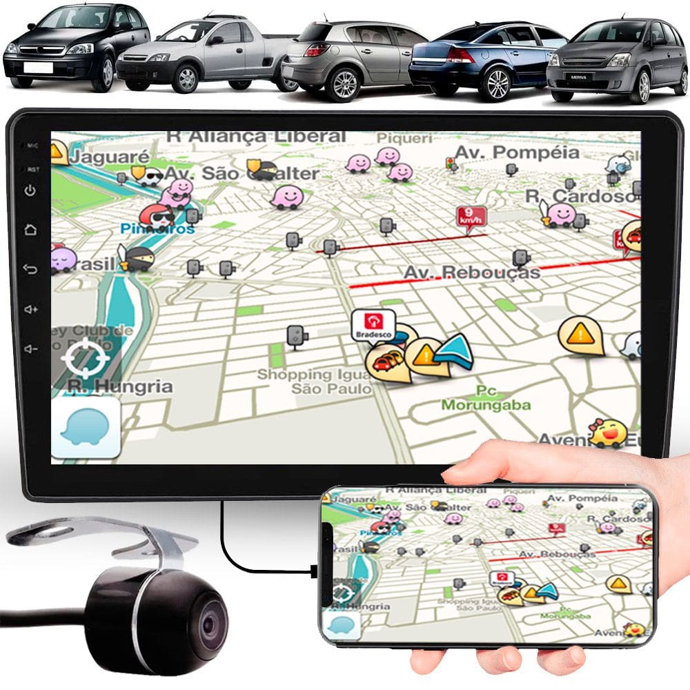 Multimídia 9" Polegadas Gm Corsa Vectra Montana Meriva Espelhamento USB Bluetooth + Moldura Painel + Câmera de Ré