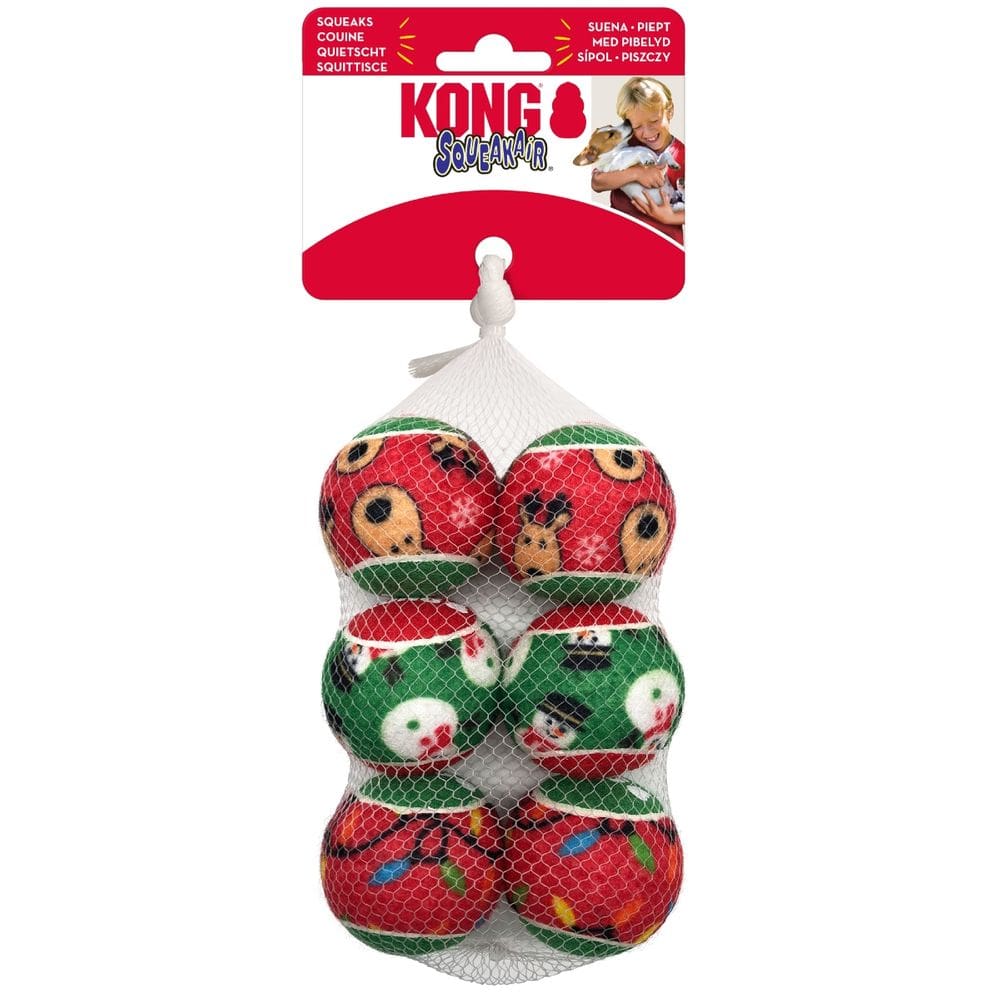 Brinquedo Kong Holiday Squeakair Balls Pack 6 Para Cachorro Pequeno