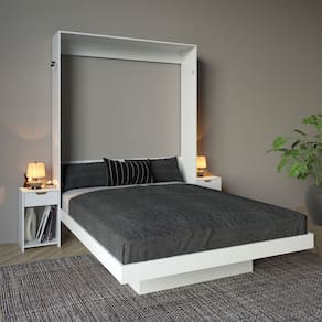 Cama de Casal Articulada 2 Mesas de Cabeceira 2 Gavetas Cm8041 Branco - Tecno Mobili