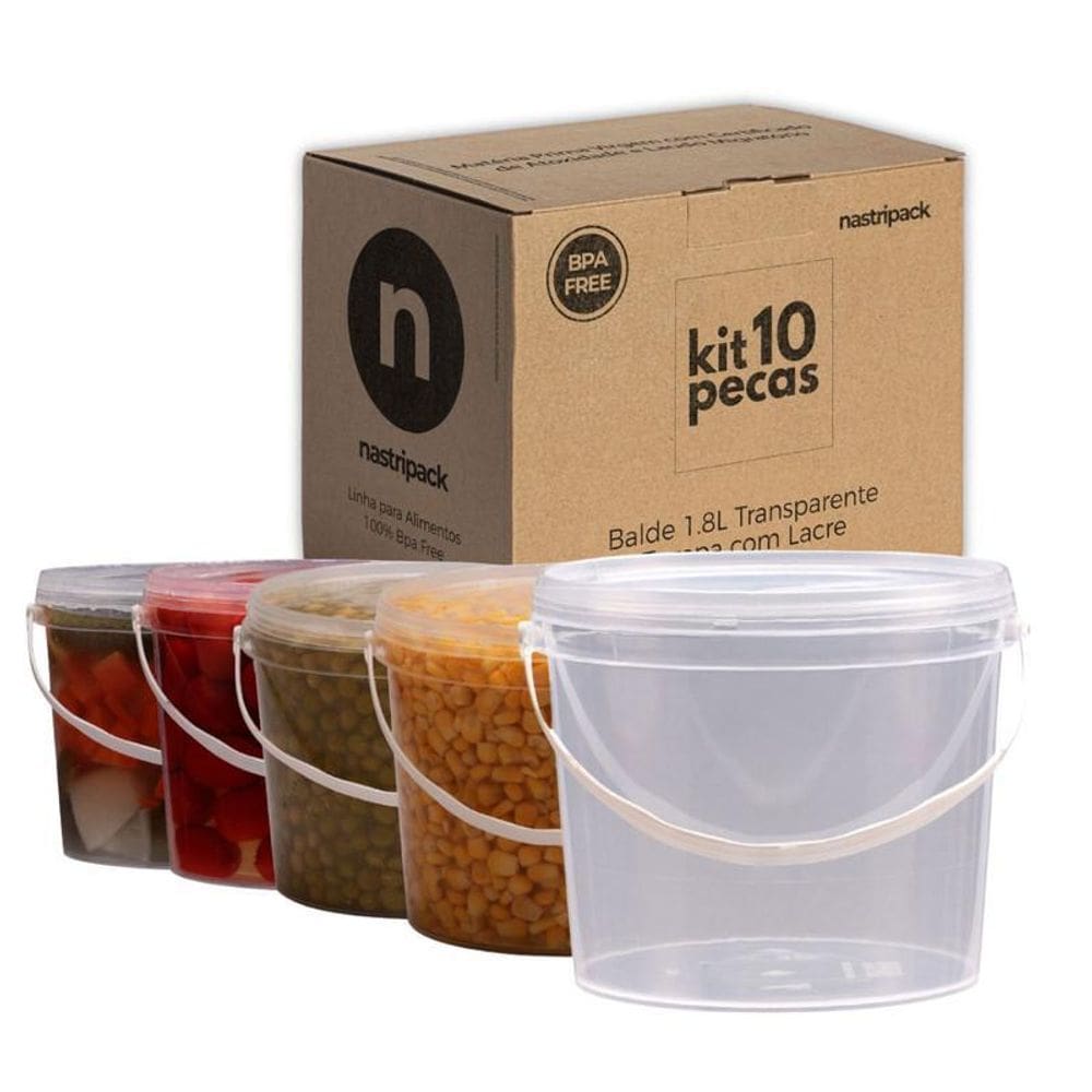 Balde 1.8L Transparente Para Ferramentas 10 Pçs