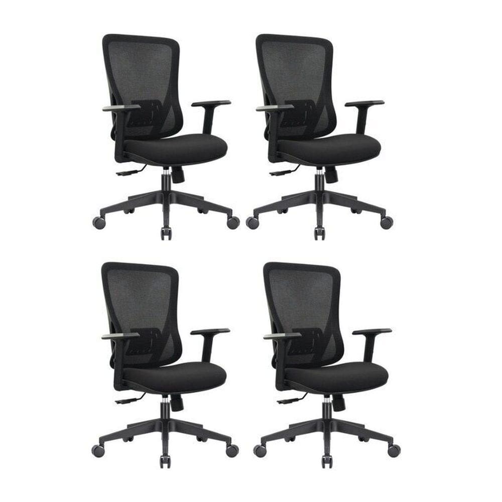 Conjunto 4 Cadeiras para Escritório Kapppa Giratórias Diretor com Braços Ajustáveis Preto
