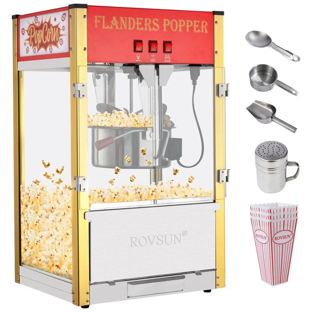 Pipoqueira Elétrica Faz até 18,4 kg de Pipoca com Panela de 340g, Colher de Aço Inoxidável, Colher de Óleo e 3 Copos de Pipoca, 110V 1400W,