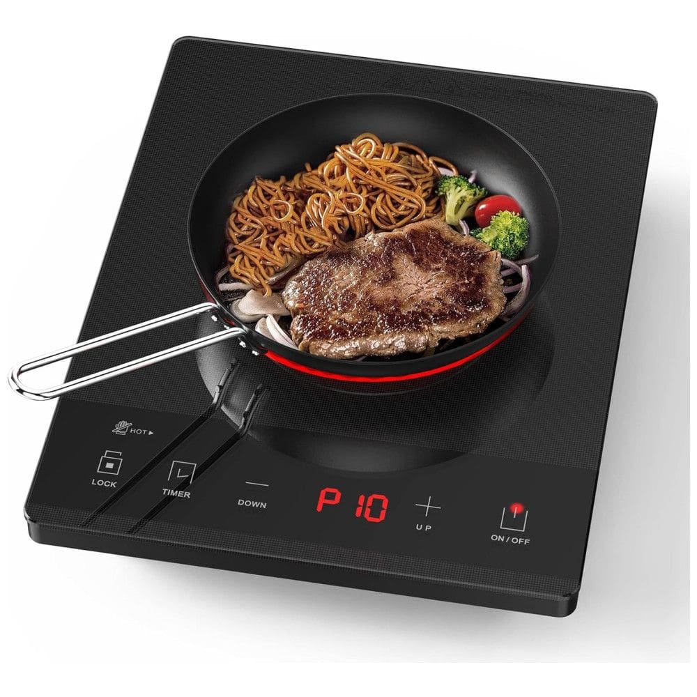 Cooktop Elétrico de Infravermelho Portátil de Vidro Cerâmico com Trava de Segurança para Crianças, Temporizasor de 24H e Controle Digital ,