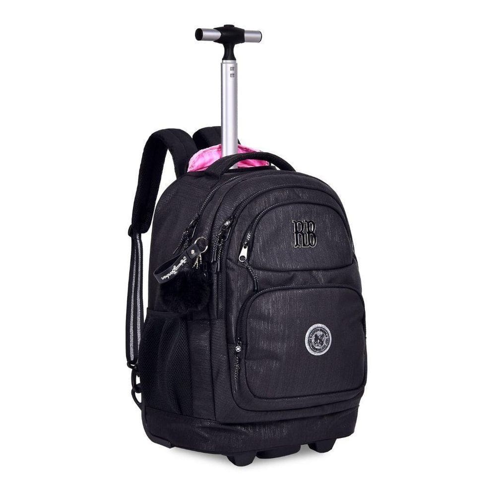 Mochila Carrinho Rebecca Bonbon Rodinhas Preta Menina Escola