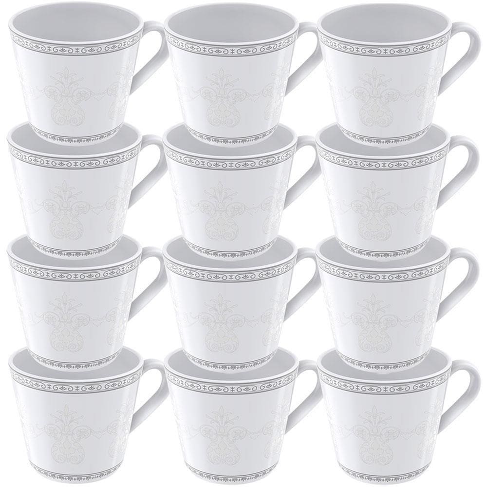 12 Xícaras de Chá Tramontina Gabrielle em Porcelana Decorada 185 ml 96011021