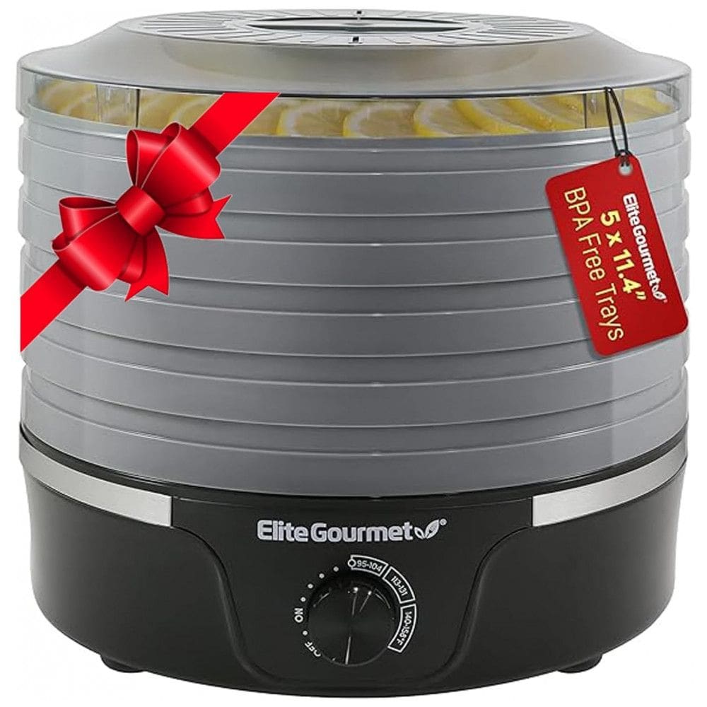 Desidratador Alimentos com 5 Bandejas e Temperatura Ajustável, 350W, 110v, ELITE GOURMET EFD319DKG, Preto
