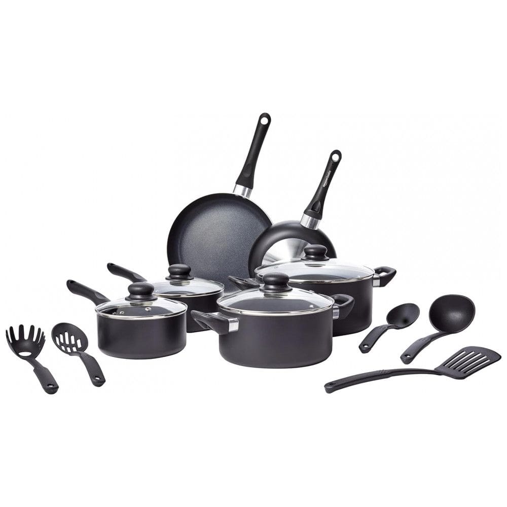Conjunto de Panelas Antiaderentes e Utensílios, 15 Peças, LFFP16027, Preto