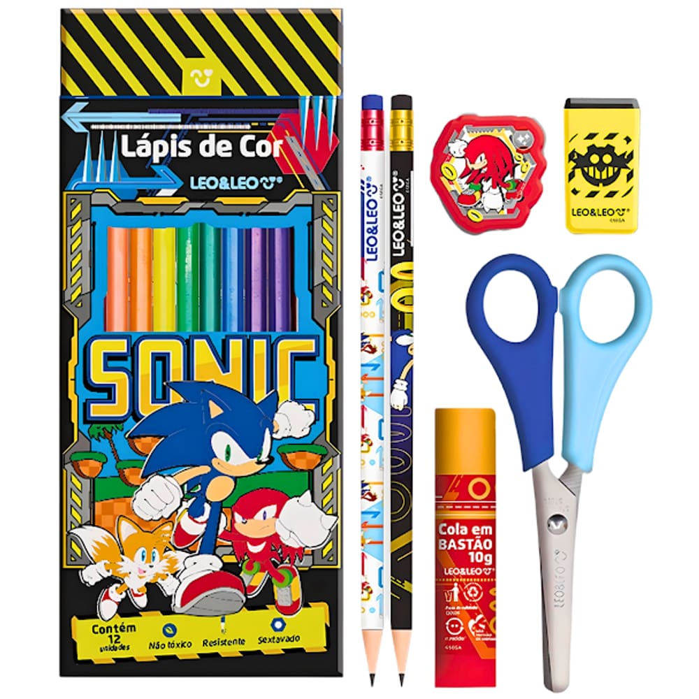 Kit Escolar Sonic com 07 Peças Lapis | Extra
