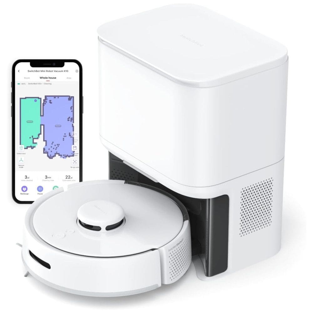Aspirador Robô com Mapeamento Inteligente, Sucção de 2500Pa, Auto Esvaziamento e 70 Dias de Armazenamento, 110V, SwitchBot Mini Robot