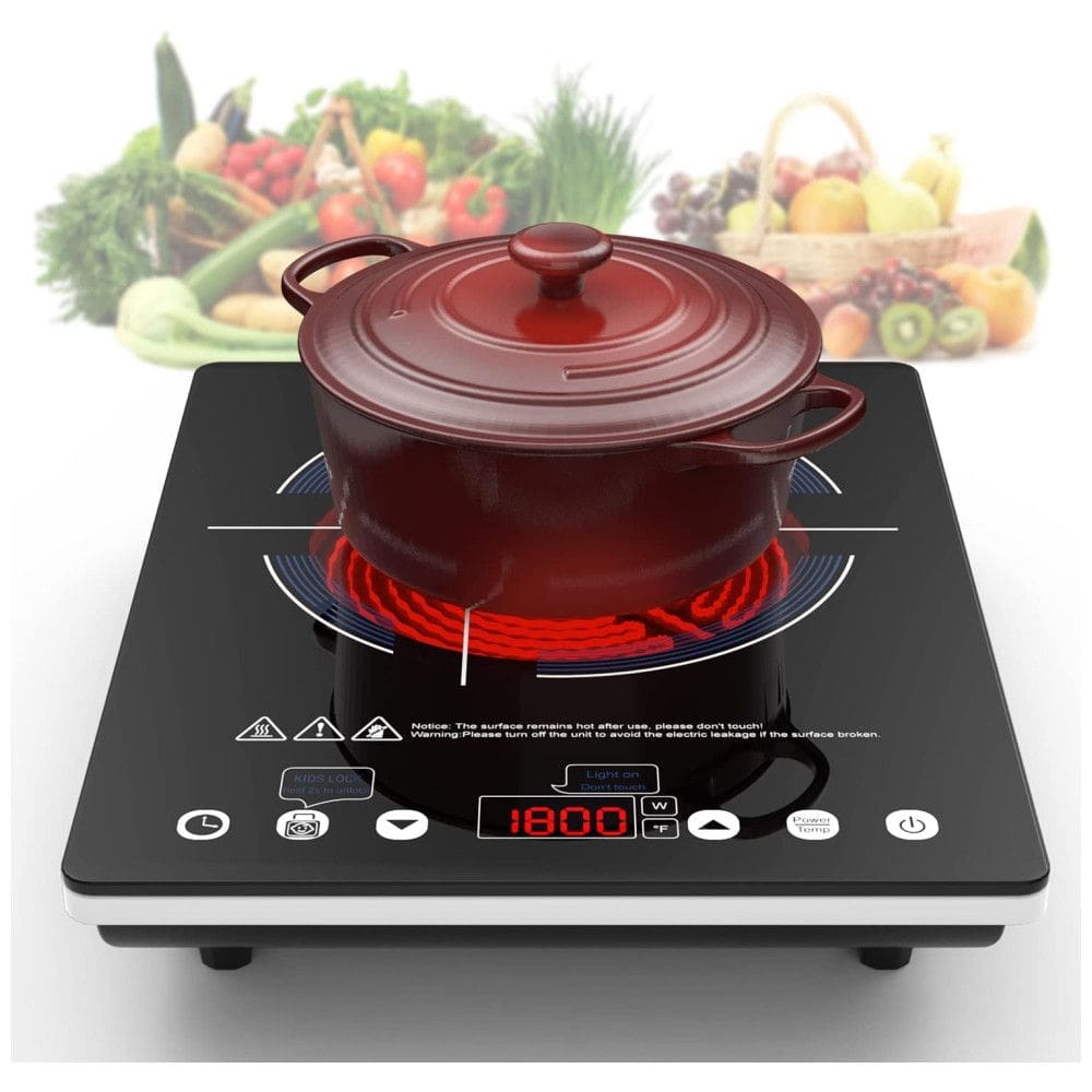 Cooktop Elétrico de Indução Portátil com Queimador Único, Painel Digital, 9 Níveis de Potência, Trava para Crianças e Temporizador e