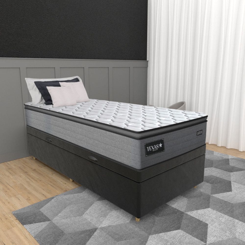Cama Box BaÃº Solteiro 88cm Molas Ensacadas D28 Texas Gazin JSW