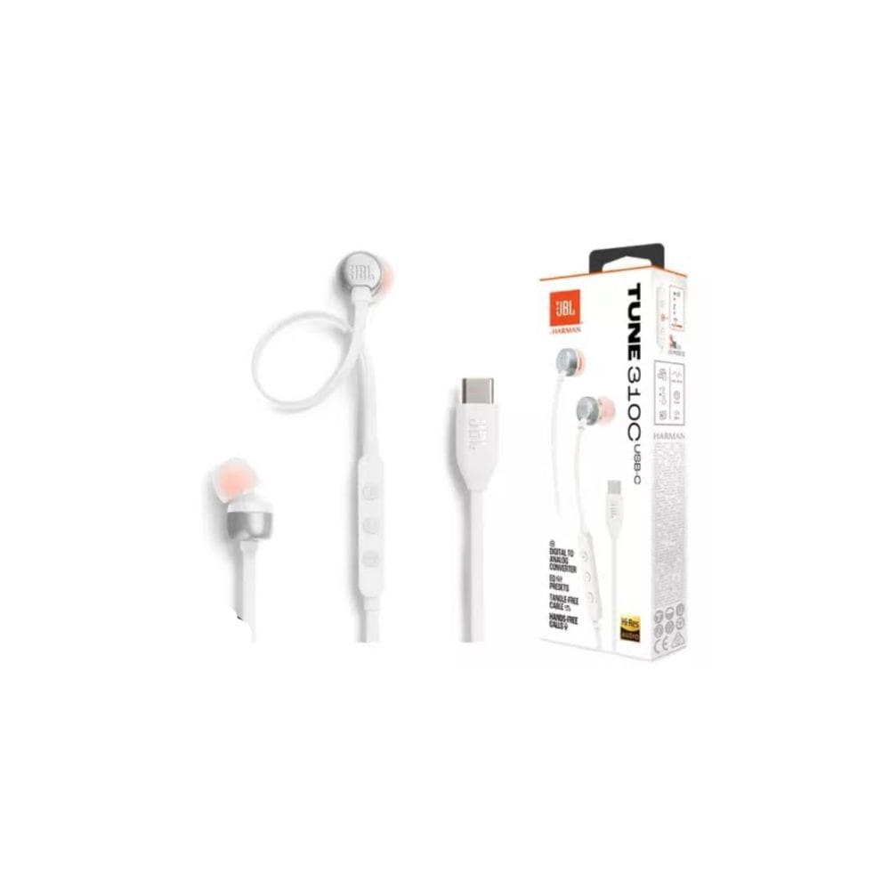 Fone De Ouvido Jbl Com Fio Tune 310c Usb C Jbl Branco