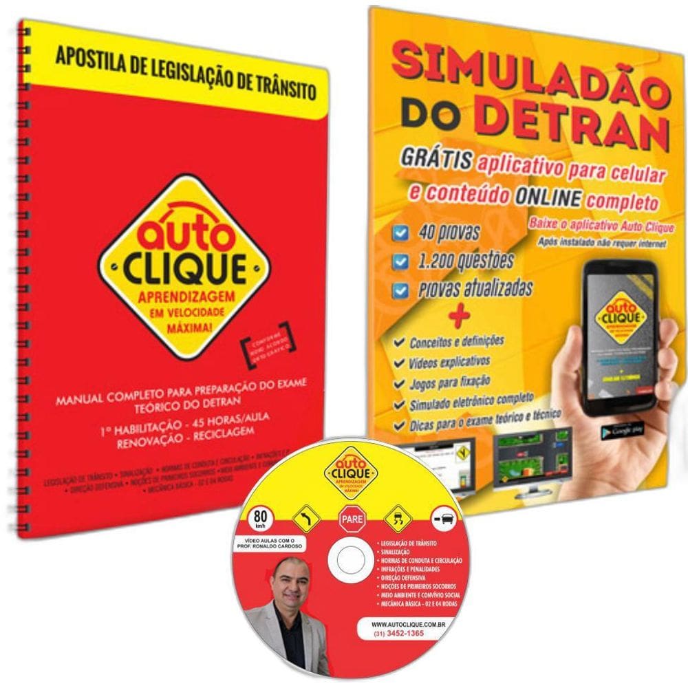 Kit Primeira Habilitação: Apostila, Simulado e DVD