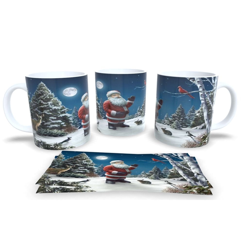 Caneca de Porcelana Branca Personalizada Coleçaõ Natal Papai Noel