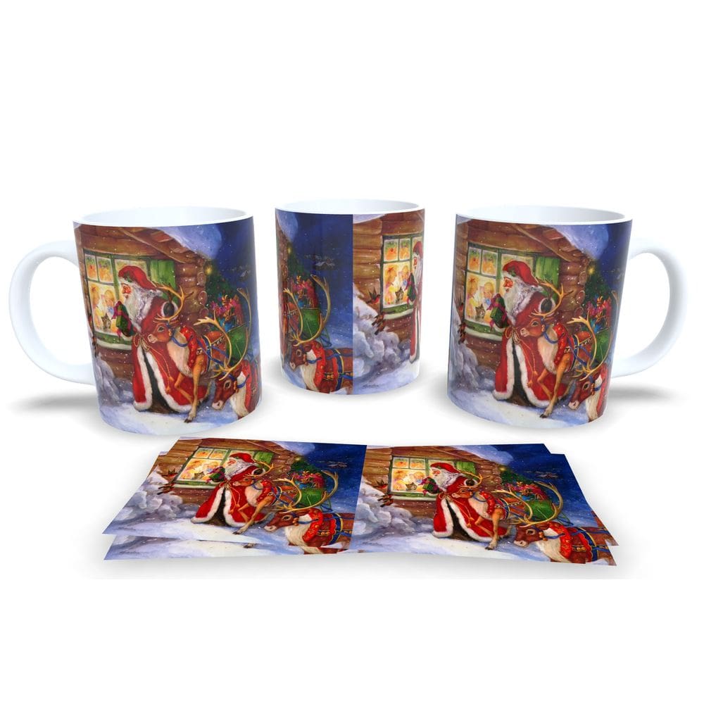 Caneca de Porcelana Branca Personalizada Natalina Papai Noel