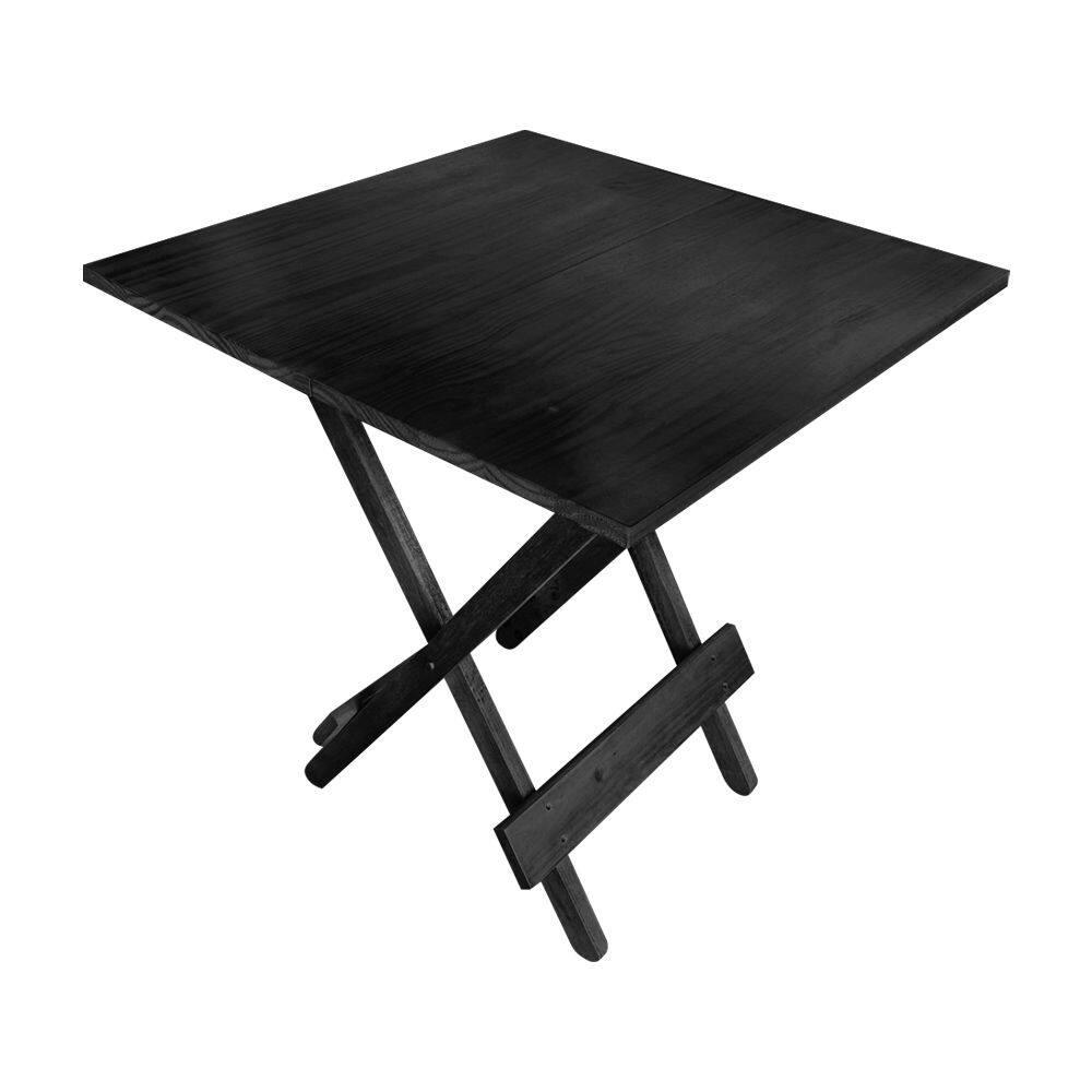 Mesa Dobrável 70x70cm em Madeira Maciça para Açaí e Bares - Preto