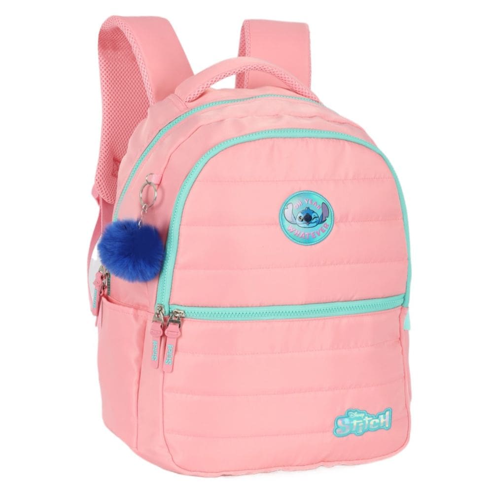Mochila Grande Casual Lilo e Stitch Reforçada Juvenil Salmão