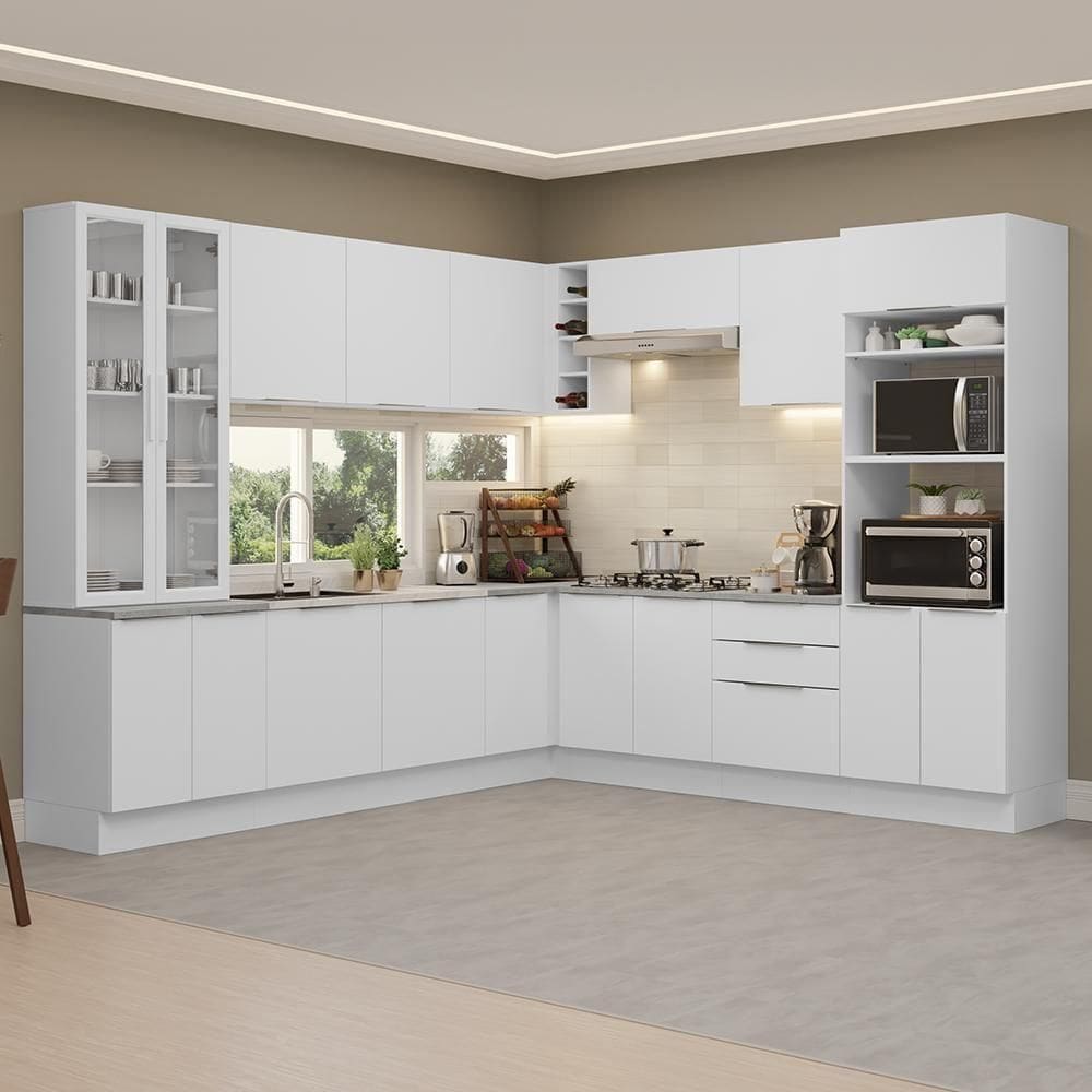 Armário De Cozinha Completa 549cm Branco Stella Madesa 01 Branco