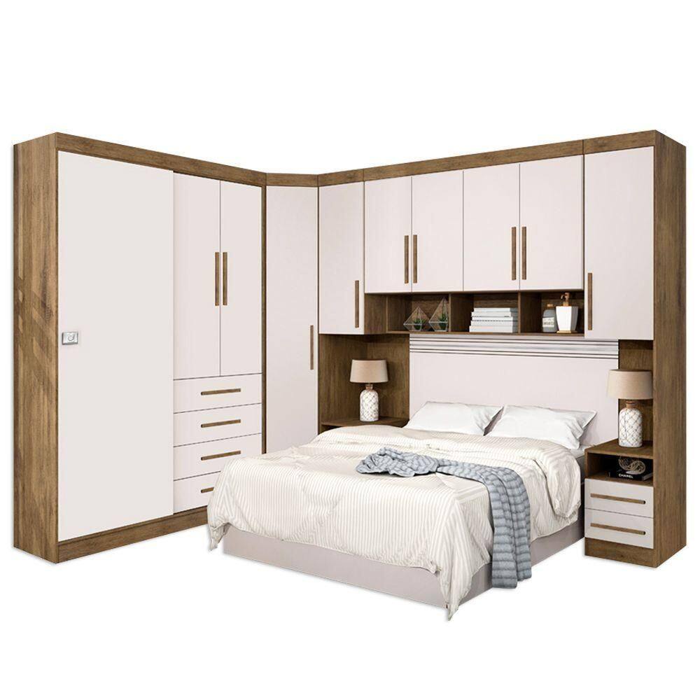 Dormitório Completo Georgia J&a Para Cama Box 1,58m Casal Jequit/Off White