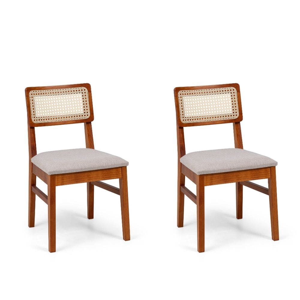 Conjunto 2 Cadeiras Madeira Maciça Origem Marrom