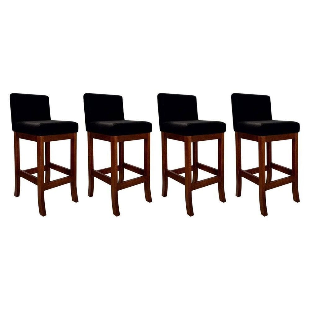 Conjunto 04 Banquetas Média em Madeira Maciça Nápoles Pinhão