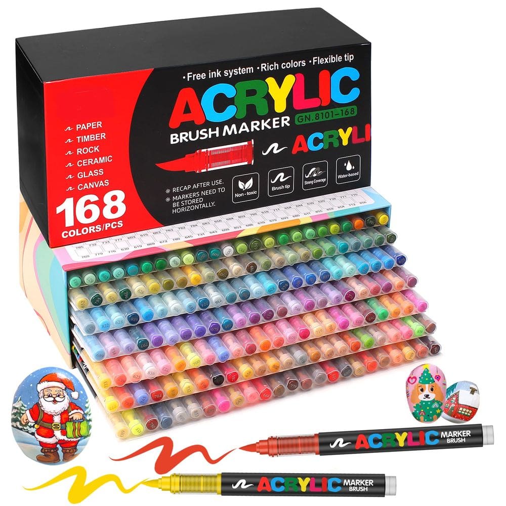 Marcadores de tinta acrílica Amamao 168 cores Soft Brush Tip