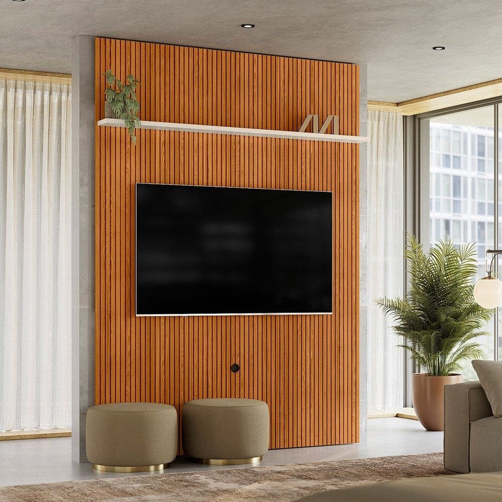 Painel 180cm para Tvs até 75 Pol New Interlagos Cinamomo/Off White