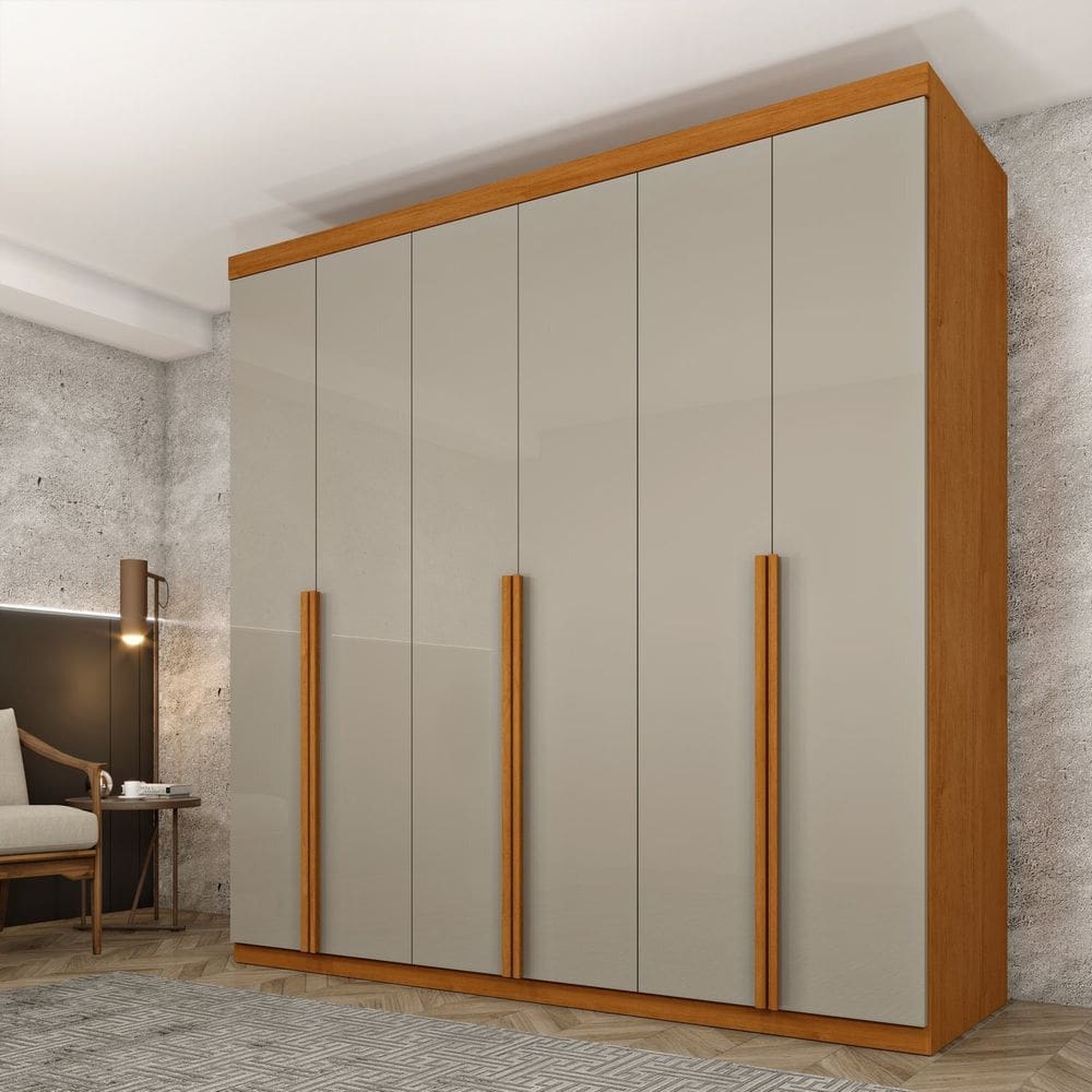Guarda Roupa 6 Portas 218cm Milano Espresso Móveis Cinamomo/ Off White