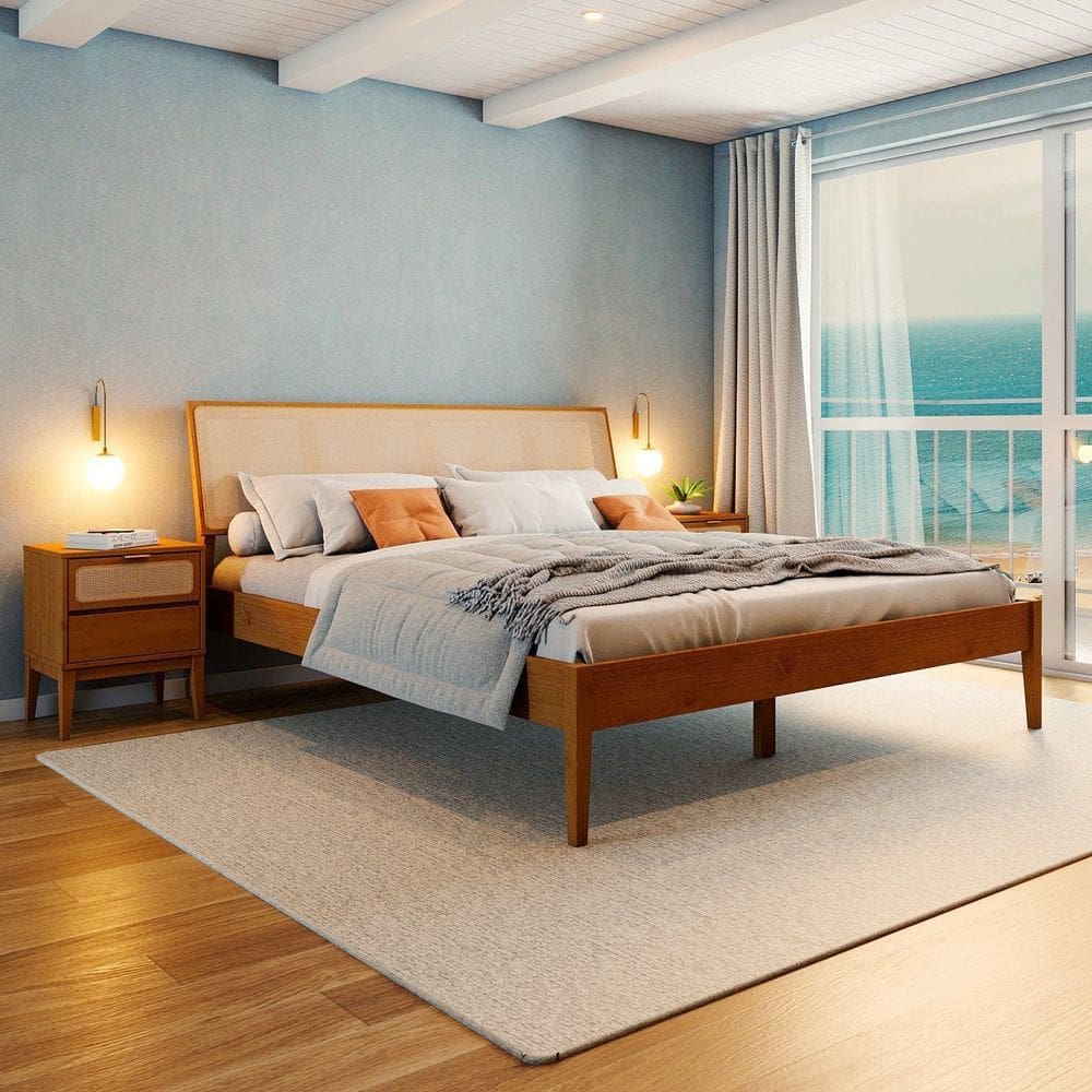 Cama Queen com Madeira Maciça Viena Mel