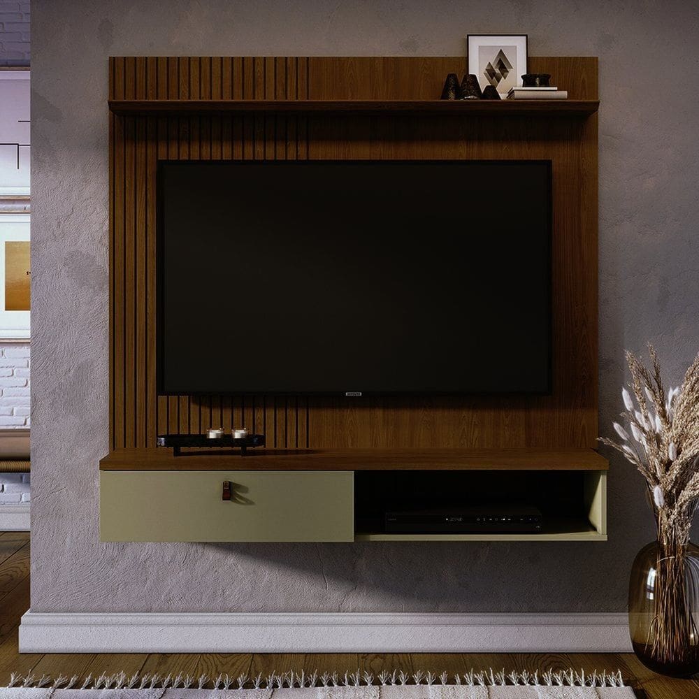 Bancada Suspensa para Tvs até 55 Pol Iris Cumaru/opala