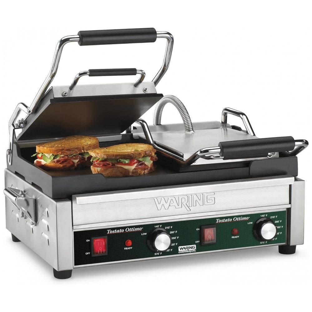 Sanduicheira Elétrica Antiaderente 4 Fatias, Aço Inox, 3200W, 110v, WARING WFG300, Prateado