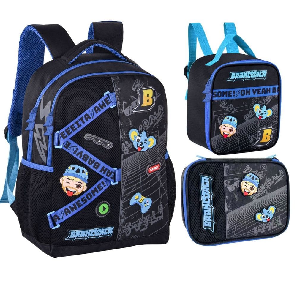Kit Mochila Lancheira Estojo Infantil Do Youtuber Brancoala