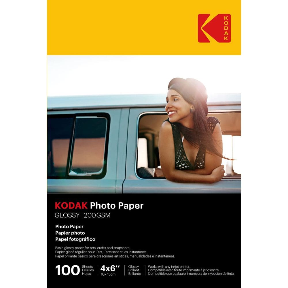 Papel fotográfico KODAK Glossy 4x6 100 folhas 200 g/m2 52 lb