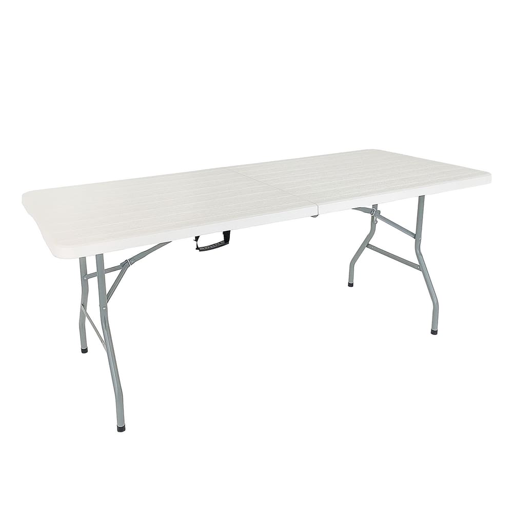 Mesa Dobrável Vira Maleta Com Alça 1.80m Tampa Tipo Madeira