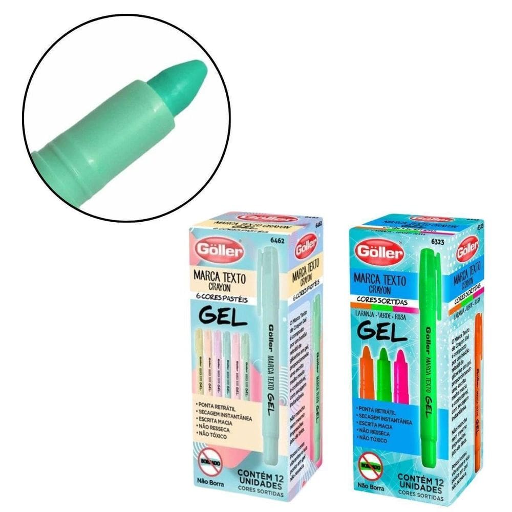 1 Marca Texto Goller Crayon Gel Tom Pastel Não Mancha Ótimo