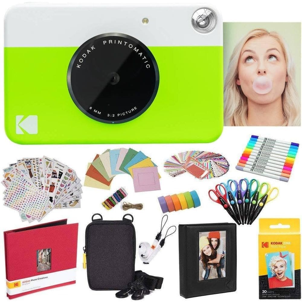 Câmera instantânea KODAK Printomatic Green + Zink Paper e mais