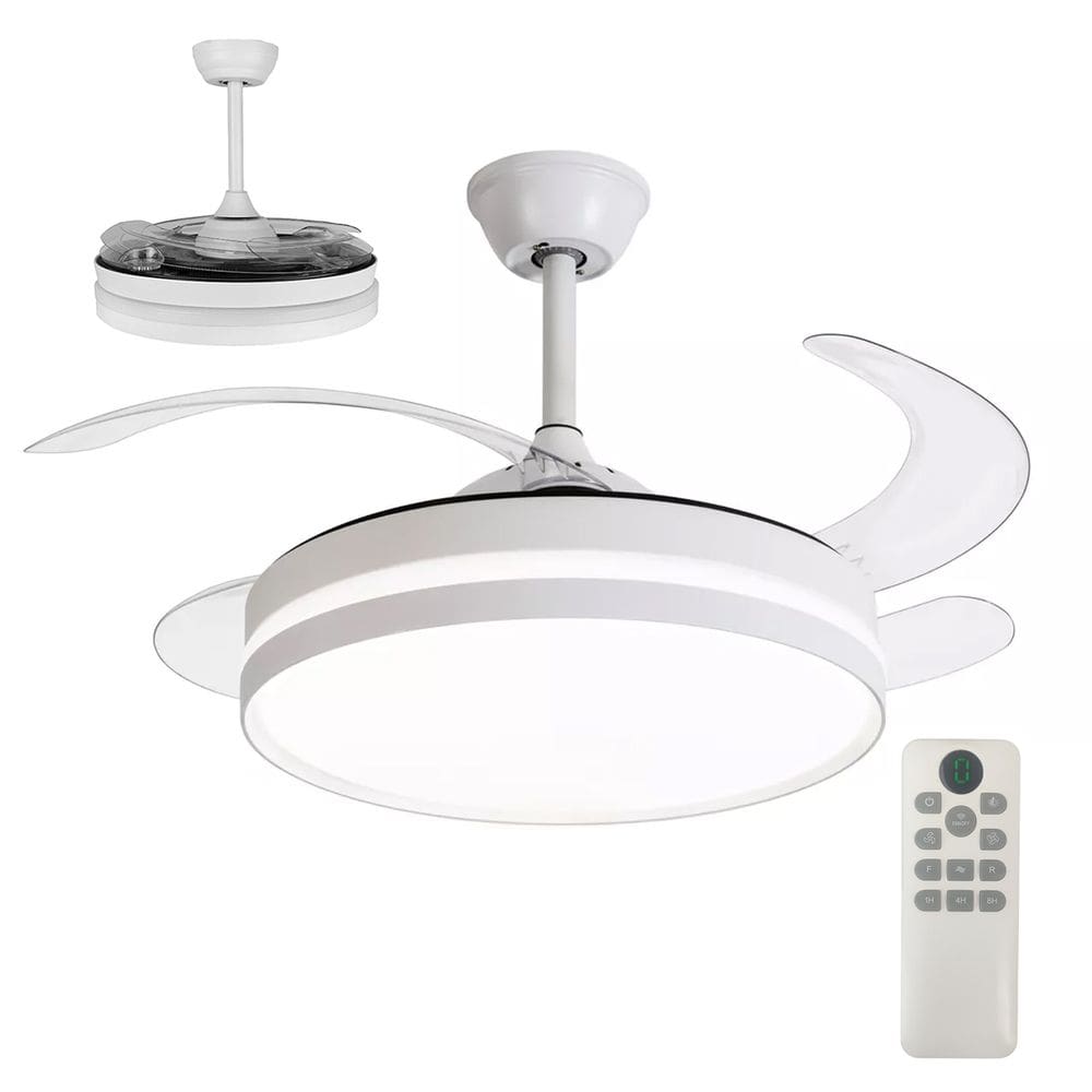 Ventilador Lustre de Teto Grande Lampada Led 3 em 1 Controle Ajustavel Retratil Casa Sala Quarto Recepçao Escritorio Potente Silencioso