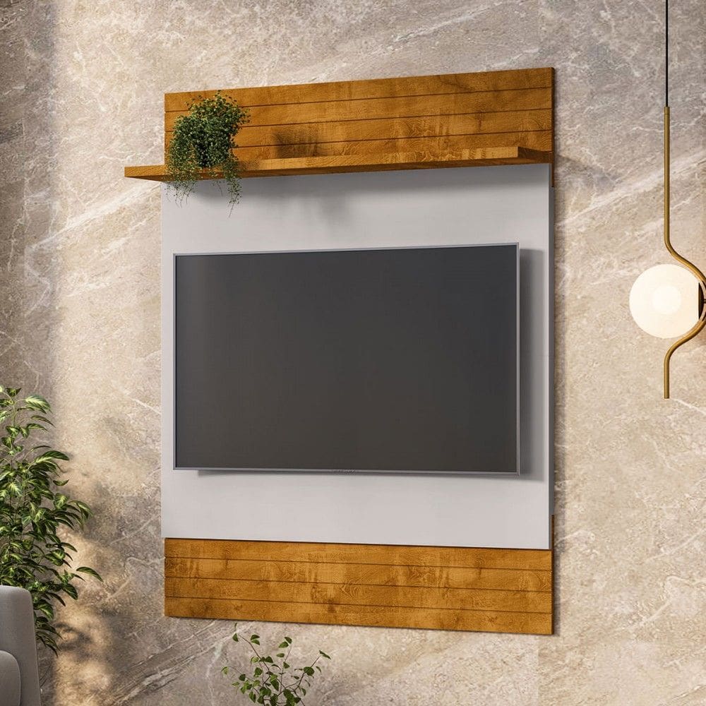 Painel para TV Até 48 Polegadas Guaratuba 1 Prateleira Naturallle/Off White - Móveis Bechara