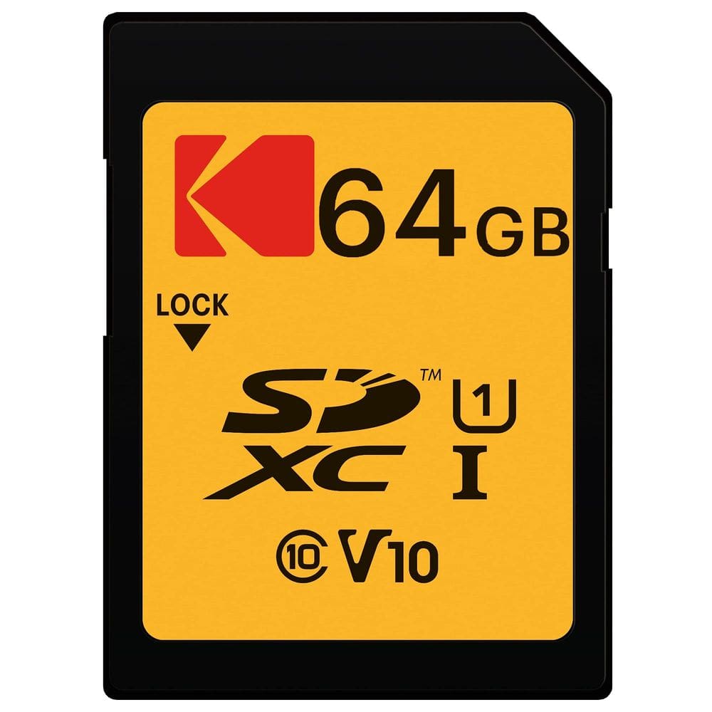 Cartão de memória KODAK Premium 64GB, leitura 85MB/s, gravação 25MB/s