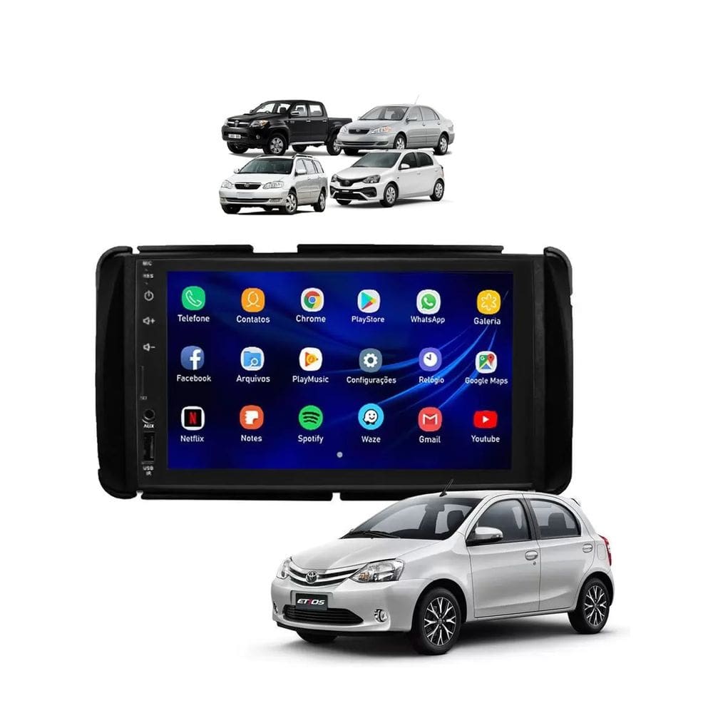 Kit Multimídia Corolla 2003 / 2008 Etios Android 7 Pol 2/32GB Carplay - 701K FirstOption
