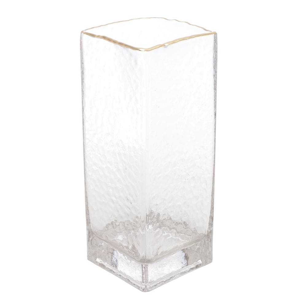 Vaso de Vidro com Borda Dourada Taj 8cm x 8cm x 20cm - Wolff
