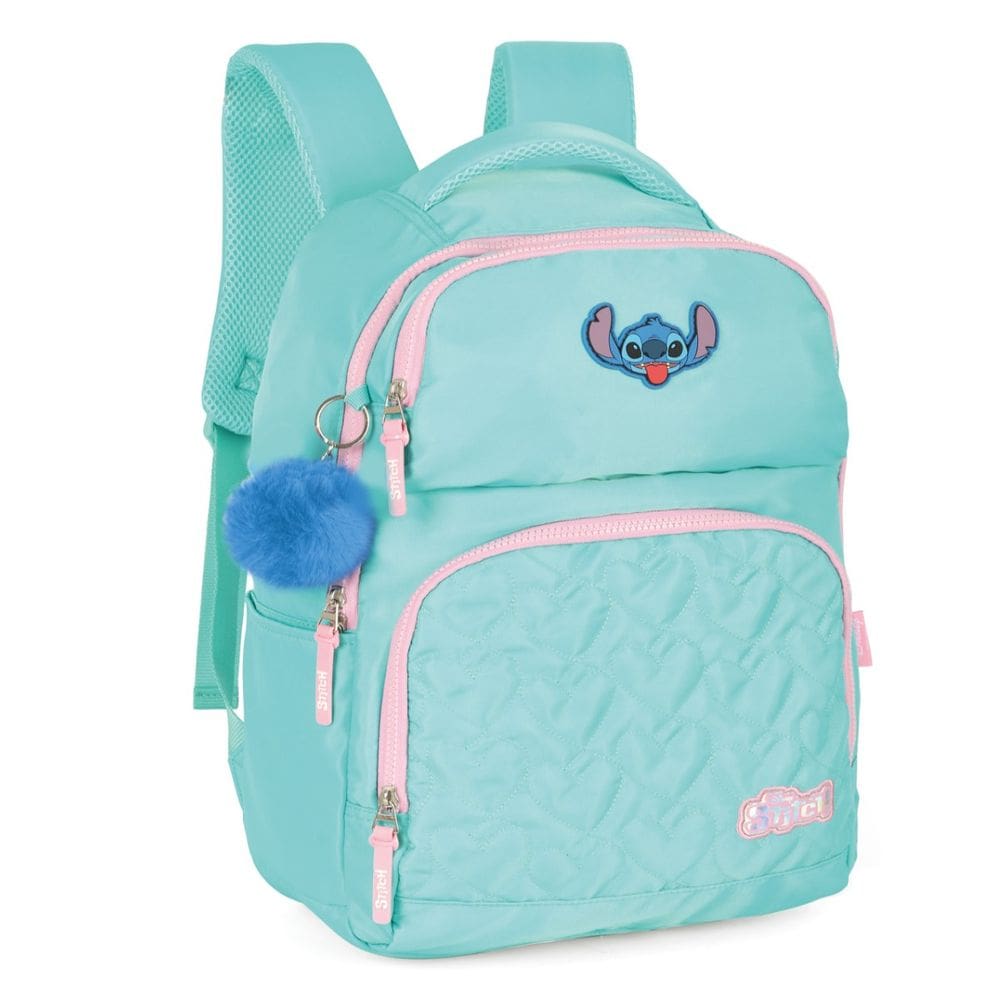 Mochila Disney Stitch Bolsa de Costas Infantil Juvenil Verde