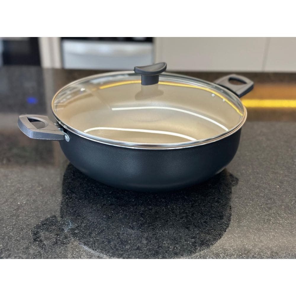 Wok 30 Frigideira Grande Paella Caçarola Teflon Antiaderente