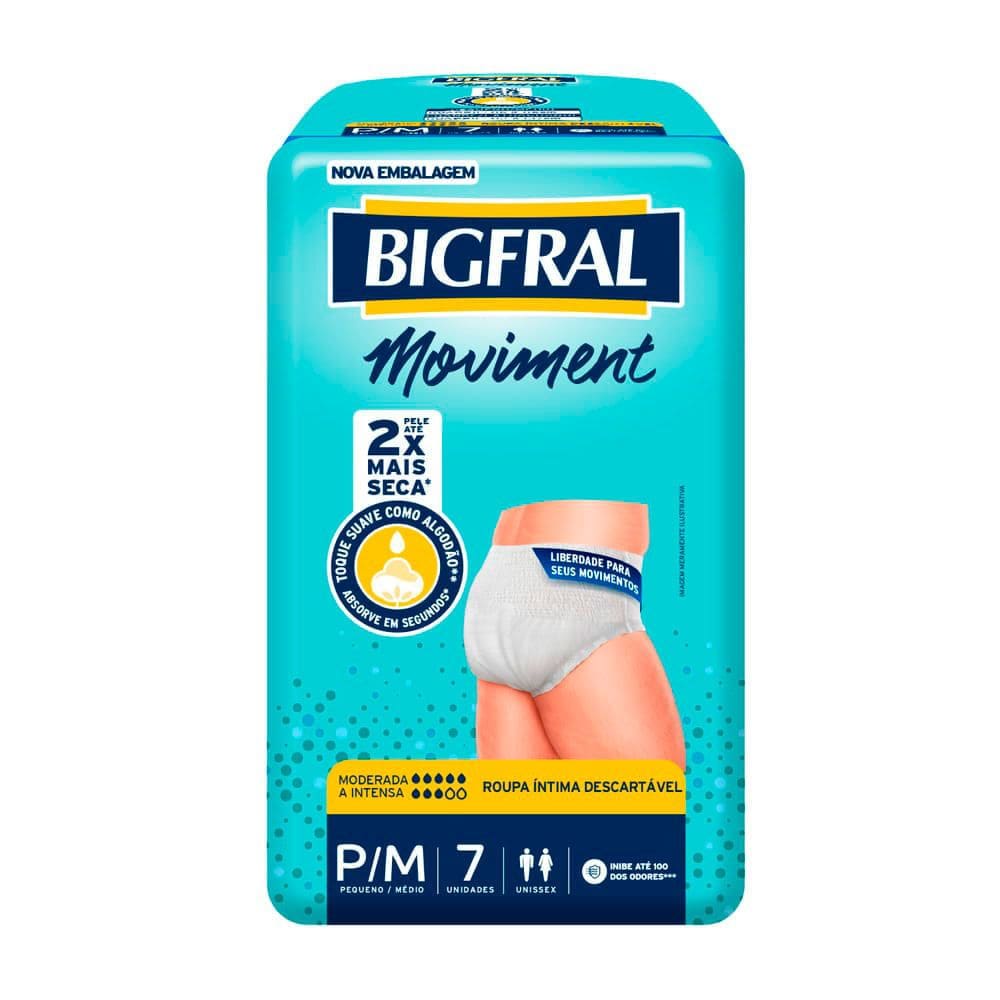 Roupa Íntima Bigfral Moviment P/M 7 Unidades