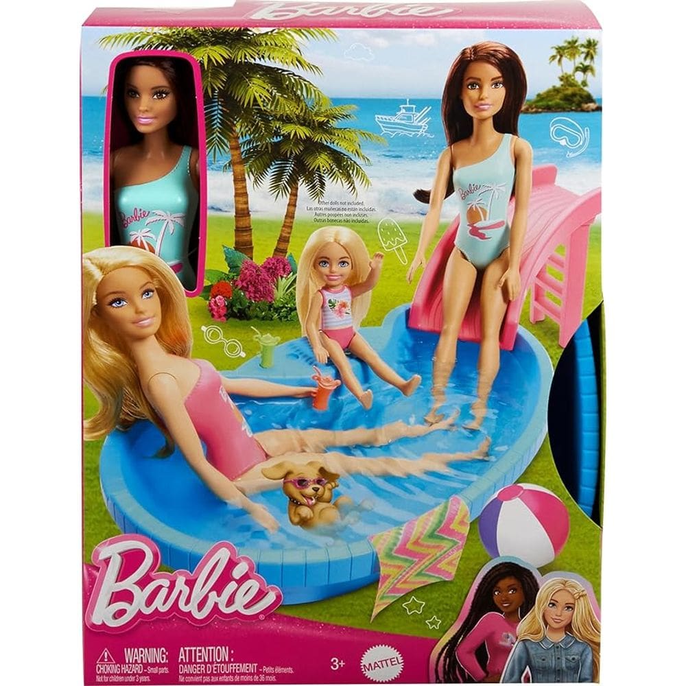 Boneca Barbie - Kit Piscina Glam e Boneca com Maio Verde e Acessorios MATTEL