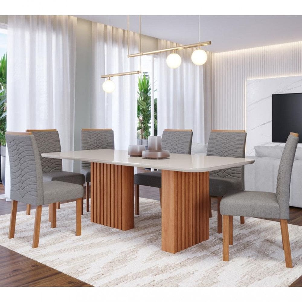 Conjunto Sala de Jantar Mesa Ester 180cm 6 Cadeira Clarice Cimol