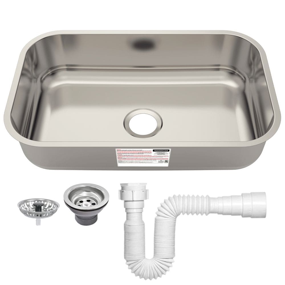 Cuba de Embutir Basic Aço Inox com Válvula e Sifão 56BL - Tramontina 94085/556