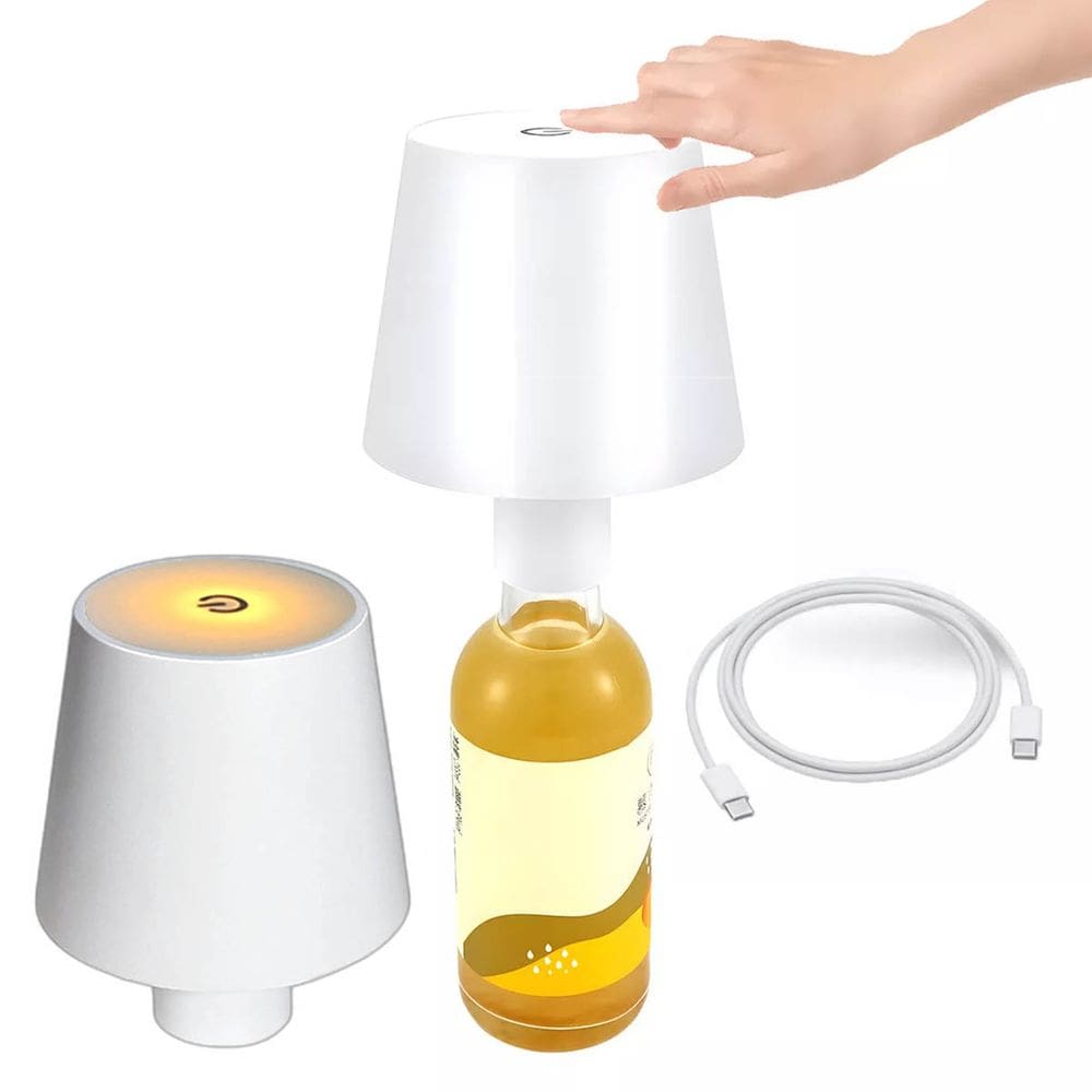 Luminaria Abajur Garrafa Recarregavel Led Mesa Quarto Sala Iluminaçao Ajustavel 3 Tons Decoraçao