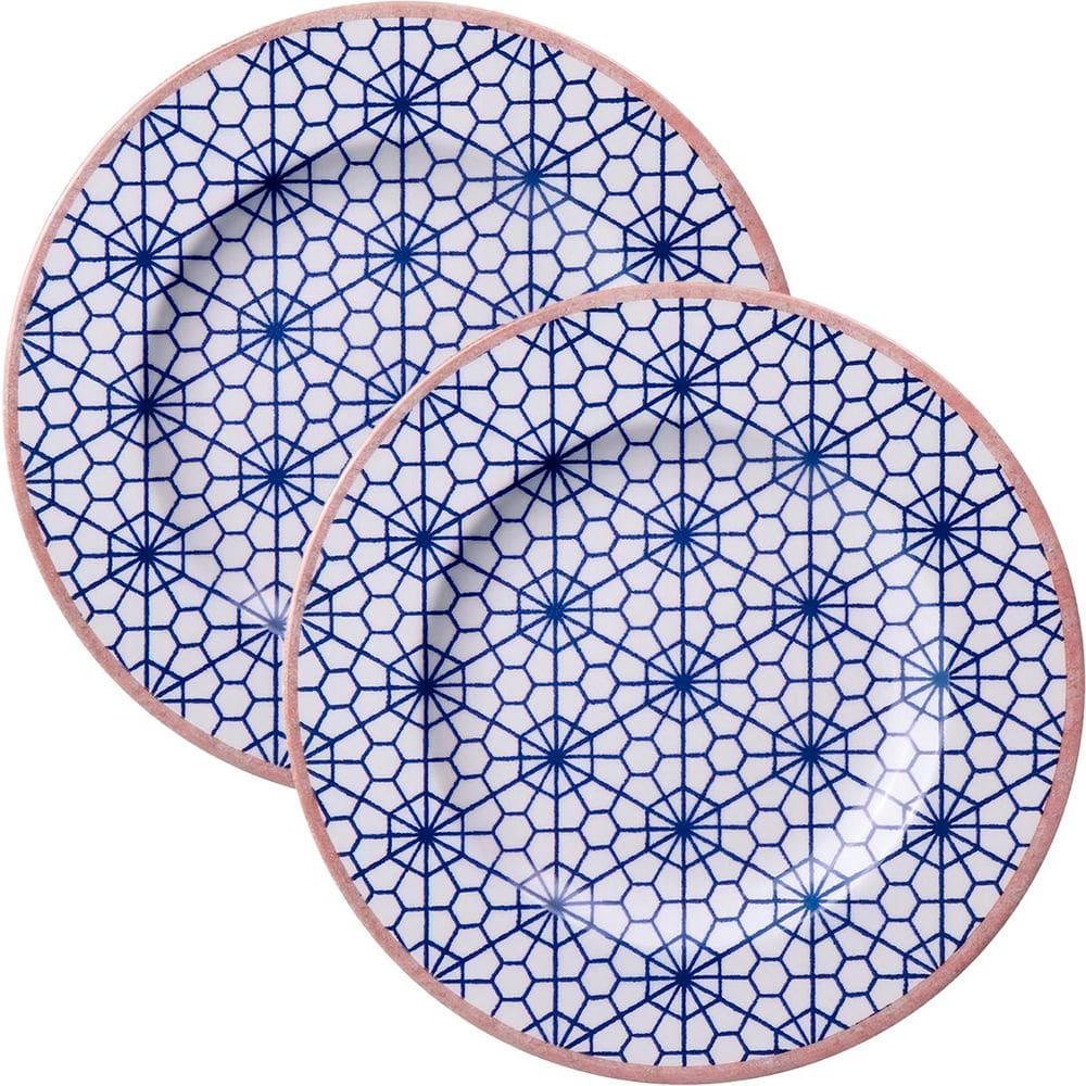 Jogo Pratos Sobremesa Lanche 12 Pessoas 12Pçs Abstratta 21cm