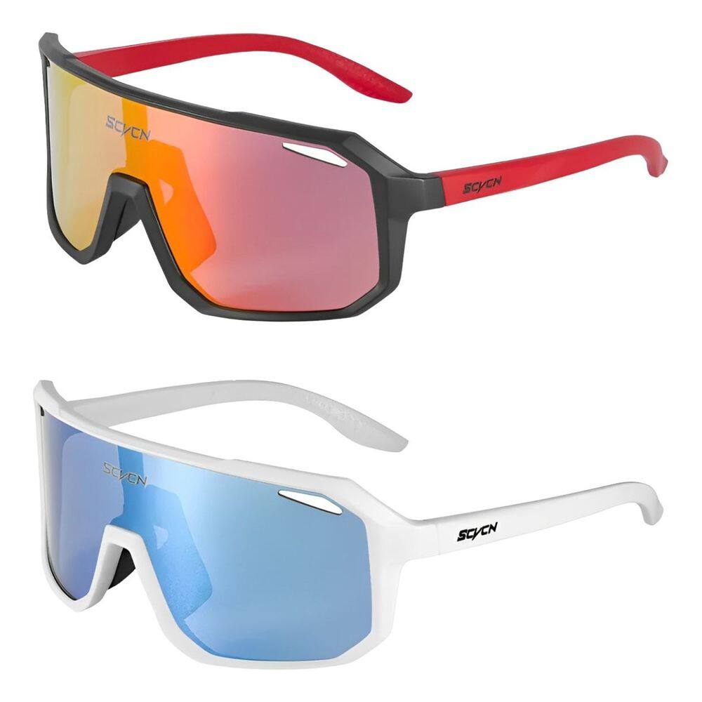 Kit 2 Óculos de Sol Esportivo Vermelho + Branco Resistente Fléxivel Com Proteção 400UV - SCVCN
